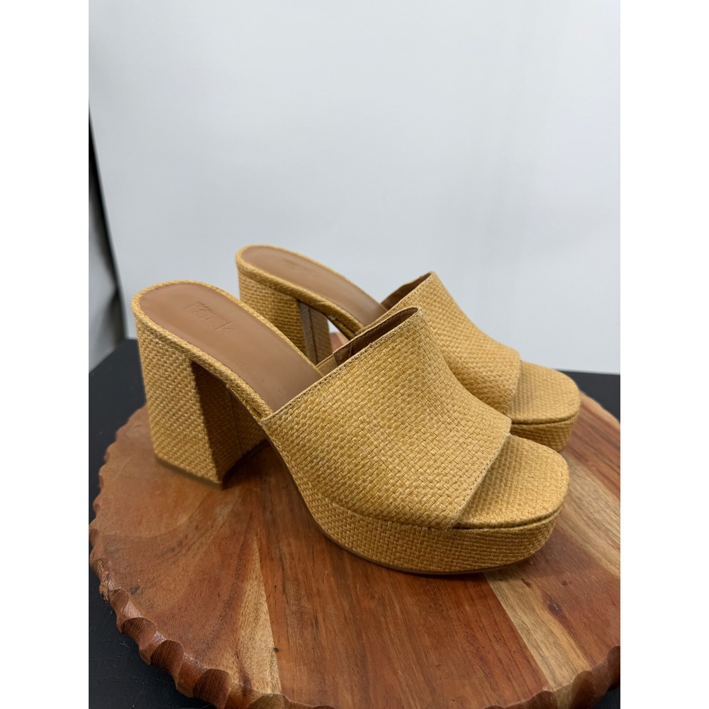 Nordstrom Rack ALYSSA-PU Platform Mules Women 8Mโ Natural Raffia Block Heel